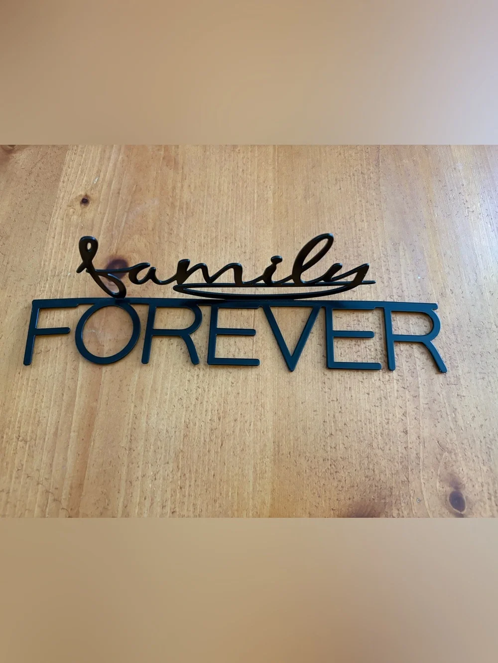 Pottery Barn Family Forever Metal Sign, Black, Brand New
